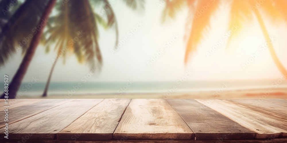 Poster summer landscape background with palm tree and sea.colorful summer template. concept of recreation. 