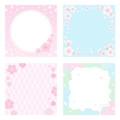 Obraz na płótnie Canvas Spring cherry blossom motif square frame set of 4