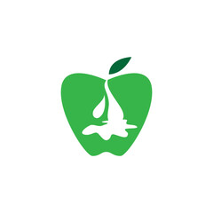 milk apple logo icon design company vector illustration