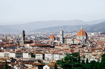 Obraz premium Panorama of Florence with mountains on background, stock photo