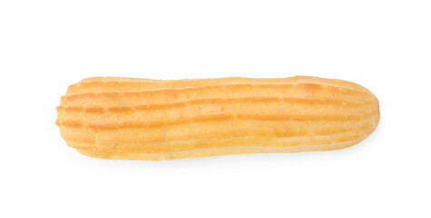 One fresh delicious eclair isolated on white