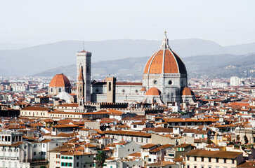 Obraz premium Panoramic view of Florence and old roofs, stock photo