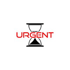 Urgent icon. Sand hourglass, glass timer with falling sand icon isolated on transparent background