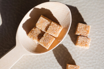 brown sugar cubes close up