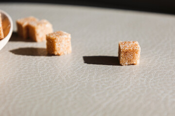 brown sugar cubes close up