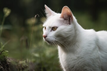 During its stroll, a cat noticed something intriguing. Generative AI