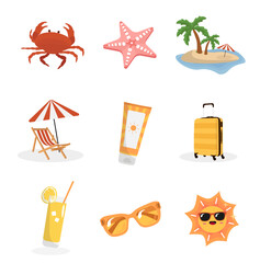 Set Icon Summer Element 