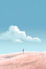 This Minimalistic Girl Poster captures a contemplative atmosphere of a journey with one person. The lightness and simplicity of the design evoke a sense of tranquility and peace.