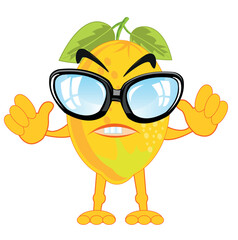 Comic illustration of the fruit lemon on white background is insulated