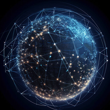 globe with connections everywhere created using generative AI technology