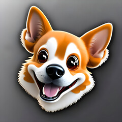 sticker of a happy dog smiling with caramel and white fur