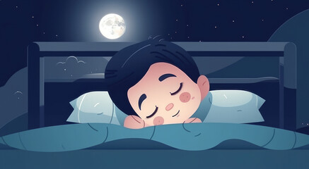 The child's innocent face looks angelic in the dim light, lost in peaceful slumber. Generative AI