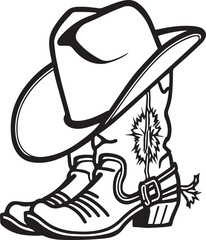 Cowboy boots and western hat,  rodeo cowboy, Vector illustration 