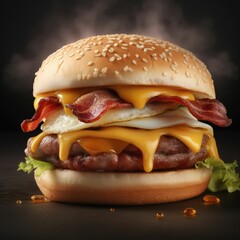 super high-quality high details and a super realistic cheeseburger, generative AI