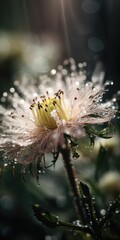 wet dreamy flower with water drops, generative AI