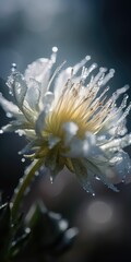 wet dreamy flower with water drops, generative AI