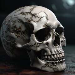 Obraz premium skull photorealistic, generative AI