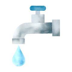 water tap with water drops - obrazy, fototapety, plakaty