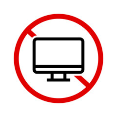 Computer prohibition icon. Computer restrictions. Vector.