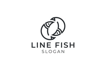 simple two fish logo icon vector illustration