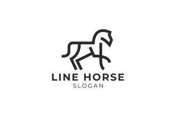 Running horse logo design template vector Illustration.