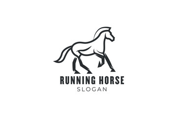 Running horse logo design template vector Illustration.