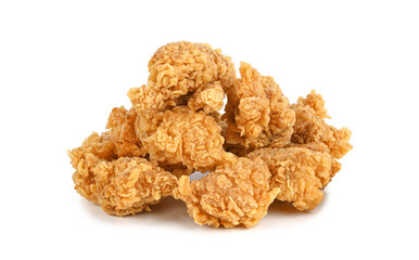 Fried popcorn chicken isolated on transparent background. PNG