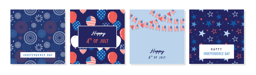 Obraz premium 4th of July - Independence Day of America. God Bless America. 4th July. Template background for greeting cards, posters, leaflets and brochure. Vector illustration
