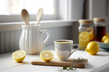 Fototapeta na wymiar Lemon tea, Generative AI