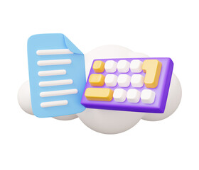 document keyboard cloud 3d illustration