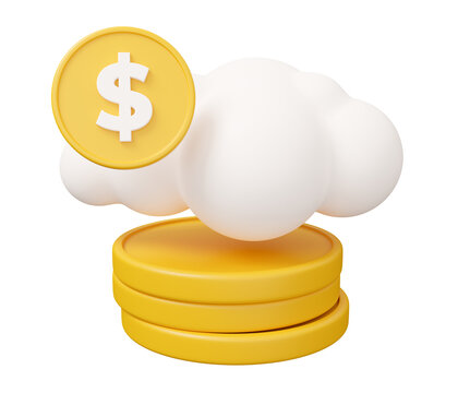 cloud coin money 3d illustration