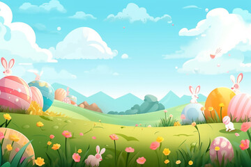colorful easter background with colorful decorative easter eggs