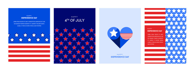 4th of July - Independence Day of America. God Bless America. 4th July. Template background for greeting cards, posters, leaflets and brochure. Vector illustration