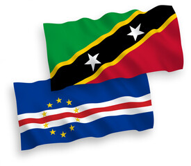 Flags of Federation of Saint Christopher and Nevis and Republic of Cabo Verde on a white background