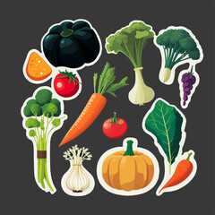 Flat and modern vector vegetable collection, with clean lines and bright colors