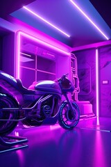 Fototapeta na wymiar Futuristic motorcycle concept design, image by generative AI