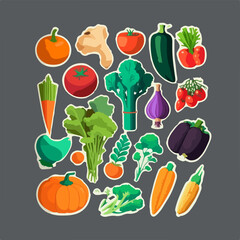 Cartoon vegetable collection with bold and bright colors, featuring quirky and fun designs