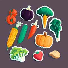Vegetable sticker set with a cute and playful design, great for adding