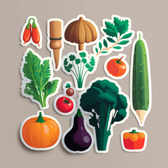 Collection of vegetable illustrations with a hand-drawn and whimsical style