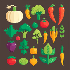 Sticker set featuring cartoon vegetables with quirky designs