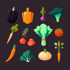 Variety of vegetables in different shapes, sizes, and colors, perfect for any project
