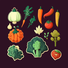 Cartoon vegetable collection with playful and whimsical characters