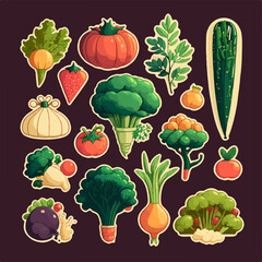 Collection of vegetable icons with creative and unique designs