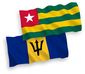 Flags of Togolese Republic and Barbados on a white background