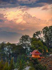 Photo sur Plexiglas Kangchenjunga Vertical View of Kangchenjunga, also spelled Kanchenjunga, which is the third-highest mountain in the world.