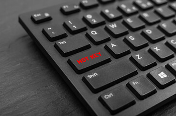 Hot Key on Black Keyboard, Hotkeys, Shortcut Keyboard Button, PC Hotkey, Keystroke Photo