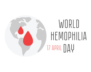 World Hemophilia Day. Vector banner. Blood diseases. Medical concept in the care of patients with hemophilia.Template for background, banner, card, poster with text inscription.