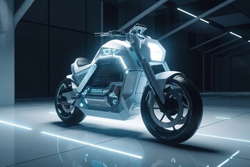 Obraz na płótnie Canvas Futuristic motorcycle concept design, image by generative AI