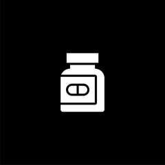 Pill bottle sign,icon isolated on black background  