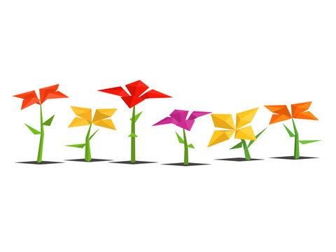 Low poly vector flowers